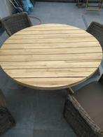 tuintafel met stoelen, Tuin en Terras, Ophalen, Gebruikt, Rond, Hout