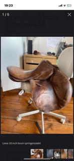 Rustiek 18 inch springzadel leder, Dieren en Toebehoren, Paarden en Pony's | Zadels, Ophalen, Gebruikt, Springen