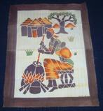 Œuvre africaine au pochoir – Signée Koula – 50  40 cm, Maison & Meubles, Enlèvement, Comme neuf