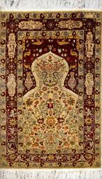 Turks Heréké zijden vloerkleed gesigneerd: 114 x 75 cm, Antiek en Kunst, Verzenden