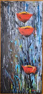 Tableau acrylique sur bois : Fleurs et couleurs, Enlèvement