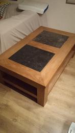 salontafel massief met graniet, 100 à 150 cm, Chêne, Rectangulaire, Modern