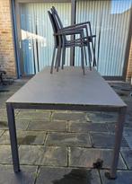 Alu terrastafel en 6 stoelen, Tuin en Terras, Ophalen, Gebruikt, 6 zitplaatsen, Aluminium