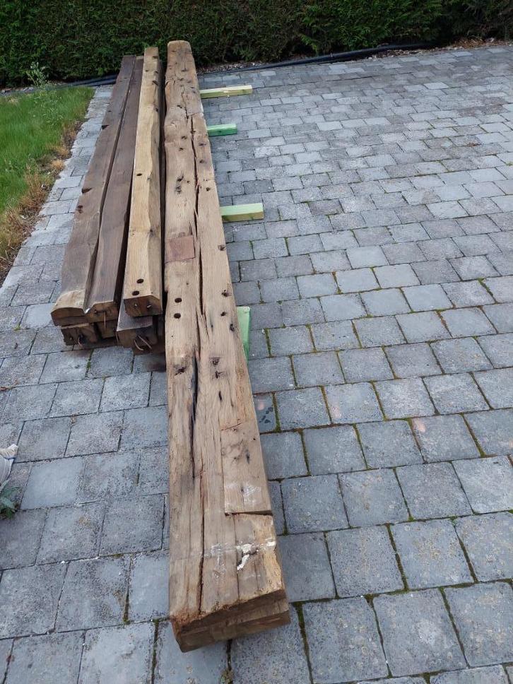 massief eiken balken, Doe-het-zelf en Bouw, Hout en Planken, Gebruikt, Balk, Eiken, 300 cm of meer, Ophalen