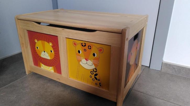 Speelgoedkist hout, thema jungle, Kinderen en Baby's, Kinderkamer | Inrichting en Decoratie, Gebruikt, Overige typen, Ophalen