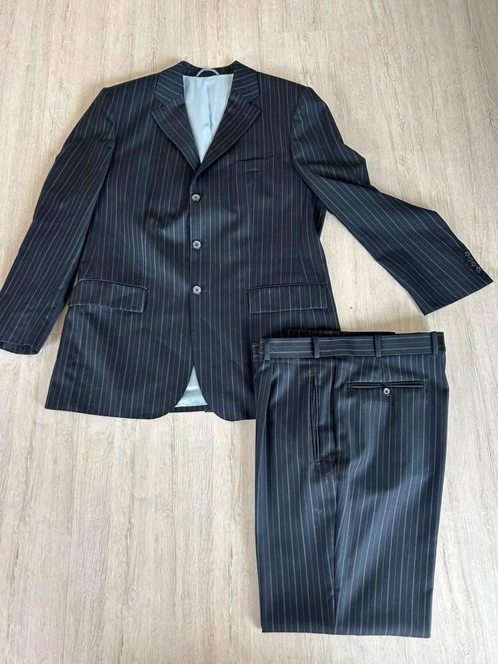 Kostum krijtstreep Scabal M, Kleding | Heren, Kostuums en vesten, Zo goed als nieuw, Maat 48/50 (M), Blauw, Ophalen of Verzenden