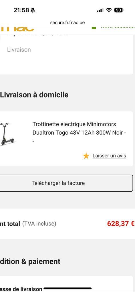 Dualtron Togo 48V 12H 800W, suspension avant, arriere, Fietsen en Brommers, Steps, Zo goed als nieuw, Ophalen
