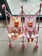 Dubbele buggy met poppen van baby born, Ophalen, Gebruikt