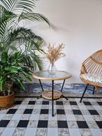 Vintage sixties rotan salontafeltje | bijzettafel | retro, Huis en Inrichting, Tafels | Sidetables, Ophalen, Gebruikt, 50 tot 100 cm