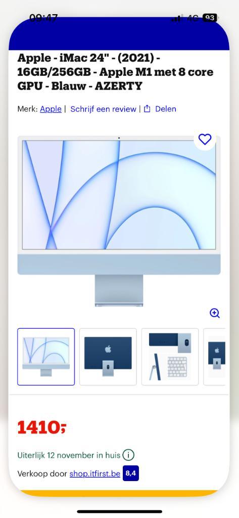 Apple iMac 24” (2021) 256GB, Computers en Software, Apple Desktops, Nieuw, iMac, SSD, 8 GB, Ophalen