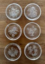 Val Saint-Lambert kristal  - onderzetters met bloemmotief, Antiek en Kunst, Ophalen of Verzenden