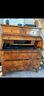 Bureau scriban en placage de noyer a restaurer, Maison & Meubles, Armoires | Secrétaires, Enlèvement, Utilisé