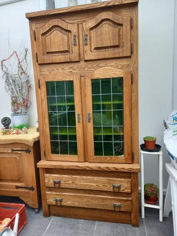 Oude vitrinekast, Huis en Inrichting, Kasten | Vitrinekasten, Ophalen, Gebruikt, Glas, 50 tot 100 cm