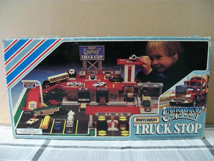 Matchbox Convoy Truck Stop 1983 Retro - Garage Retro Vintage, Kinderen en Baby's, Speelgoed | Racebanen, Gebruikt, Racebaan, Handmatig