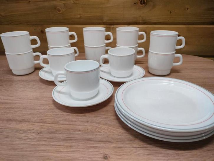 Arcopal Restaurant grijs-roze lijn, Huis en Inrichting, Keuken | Servies, Gebruikt, Overige typen, Glas, Ophalen of Verzenden