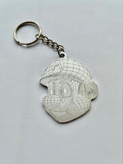 Porte-clés gravé en aluminium Mario, Collections, Porte-clés, Comme neuf, Enlèvement ou Envoi