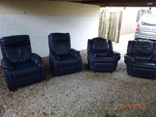 4 fauteuils en cuir, Maison & Meubles, Fauteuils, Cuir, Enlèvement