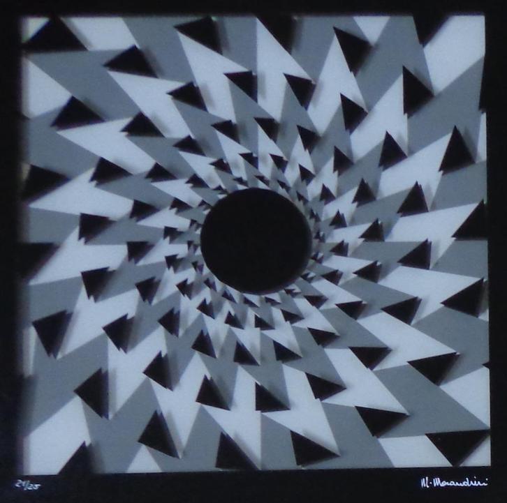 MARCELLO MORANDINI / GEOMETRIE / ZEEFDRUK GLAS / 42x42cm KAD, Antiek en Kunst, Kunst | Litho's en Zeefdrukken, Ophalen of Verzenden
