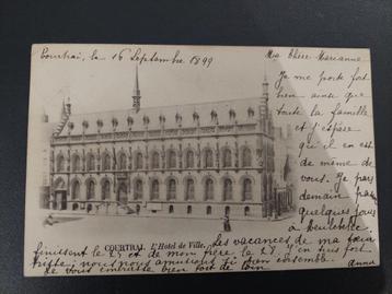 CP écrite en 1899 et affranchie - courtrai, Enlèvement ou Envoi, Affranchie