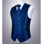 Heren Mannen 2xl xxl Vest stropdas zakdoek pak blauw set, Ophalen of Verzenden, Nieuw, Overige maten, Blauw