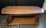 Eikenhouten salontafel met lade en gegraveerde poten,Waregem, Ophalen, Gebruikt