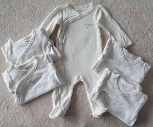 Lot de 1 pyjama grenouillère écru & 4 bodies manches longues, Kinderen en Baby's, Babykleding | Maat 56, Gebruikt, Jongetje of Meisje