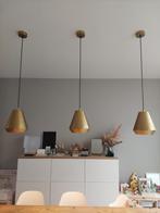 3 goudkleurige hanglampen, Ophalen, Zo goed als nieuw, Metaal, 75 cm of meer