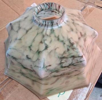 Vintage art deco gemarmerde opaline lampenkap., Ophalen, Zo goed als nieuw
