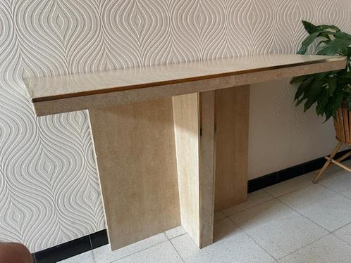 Side table, Willy rizzo travertin, Huis en Inrichting, Tafels | Sidetables, Gebruikt, 25 tot 50 cm, 100 tot 150 cm, Rechthoekig