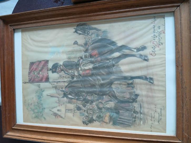 Aquarelle originale James Thiriar Régiments belge, Collections, Objets militaires | Général, Enlèvement ou Envoi