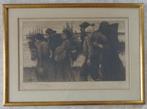 AUGUSTE OLEFFE / GENS DE MER / ZW-W ETS / 59x82cm KADER SIG, Antiek en Kunst, Ophalen