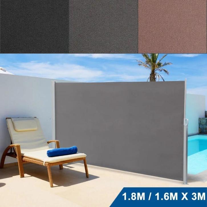 Oprolbaar uitschuifbaar aluminium windscherm 160/180x300 cm, Hobby & Loisirs créatifs, Hobby & Loisirs Autre, Neuf, Enlèvement