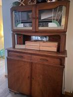 Vintage kast met gekleurd glas, Huis en Inrichting, Ophalen, Gebruikt, Midcentury modern, 150 tot 200 cm