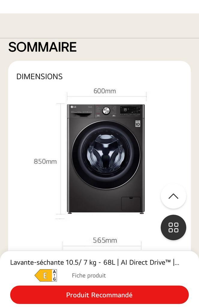 LG F17W72BSTA wasmachine/droger — 10,5 kg/7 kg — Autodose, Elektronische apparatuur, Wasmachines, Zo goed als nieuw, Ophalen