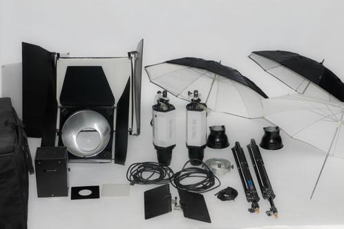 Bowens 2 Prolite 100 studioflitsers + accessoires + tas, Audio, Tv en Foto, Fotografie | Fotostudio en Toebehoren, Gebruikt, Complete fotostudio