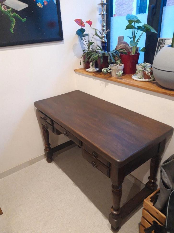 Bureau chêne MASSIF - 122 x 58, Maison & Meubles, Bureaux, Utilisé, Bureau, Enlèvement