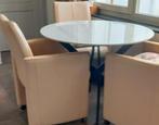 3  Lederen kuipstoelen  met wieltjes, Huis en Inrichting, Ophalen, Zo goed als nieuw