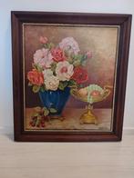 Schilderij Jean De Cock olie op doek olieverf bloemen vaas, Antiek en Kunst, Ophalen