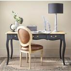 Bureau in zwart mangohout, Huis en Inrichting, Ophalen, Met wielen, Gebruikt, Bureau