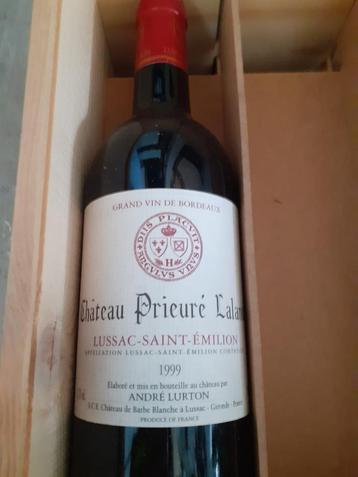 Kist met 5 flessen rode wijn château Prieuré Lagarde 1999