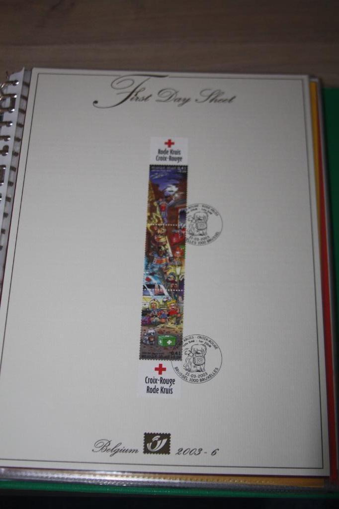 first day sheet , Stam en Pilou , Rode kruis , 2003 ,stempel, Verzamelen, Stripfiguren, Zo goed als nieuw, Overige typen, Overige figuren