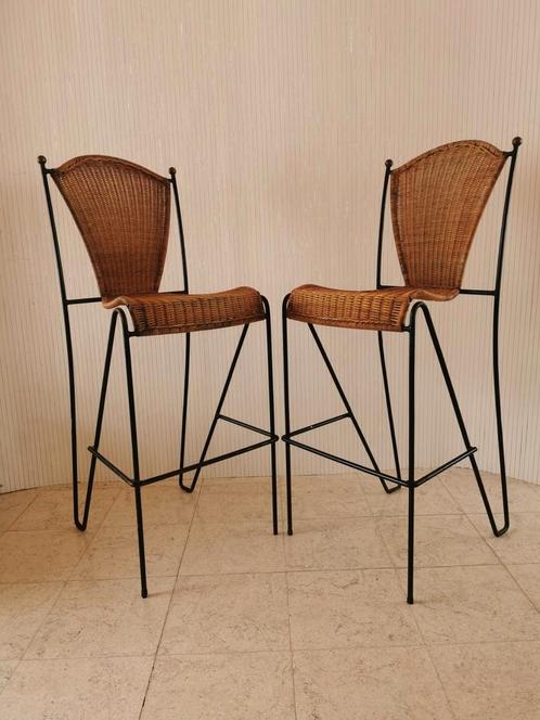 Set barstoelen, Huis en Inrichting, Barkrukken, Gebruikt, Riet, Ophalen