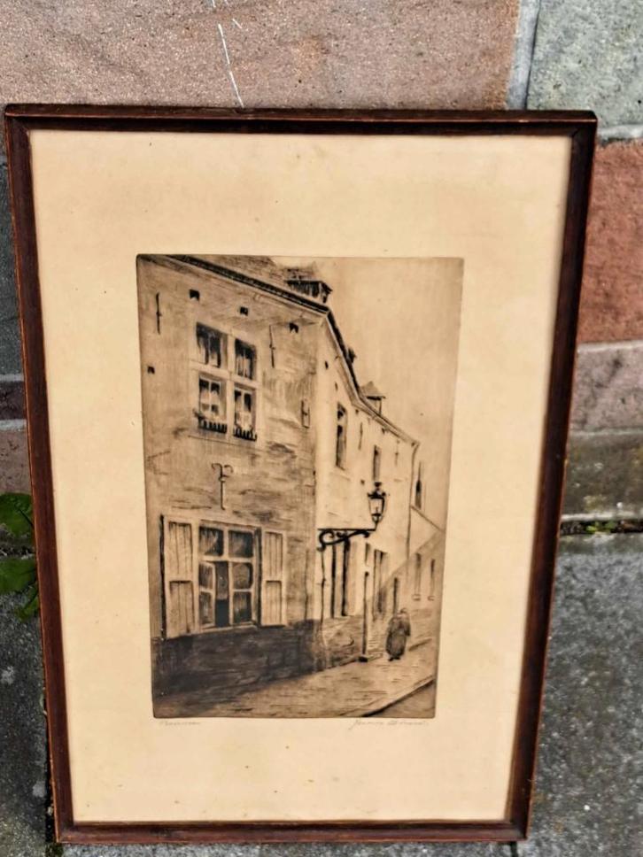 gravure provence signe yvonne gerard, Antiek en Kunst, Kunst | Etsen en Gravures, Ophalen of Verzenden