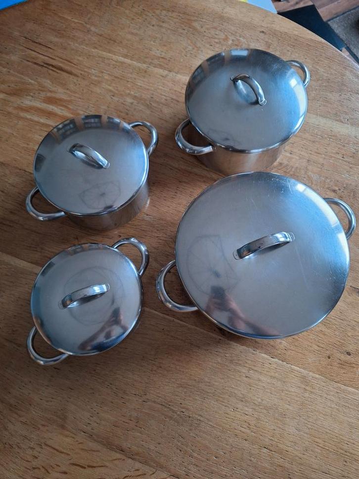 Pottenset Demeyere 4 stuks, Maison & Meubles, Cuisine | Casseroles & Poêles, Enlèvement ou Envoi