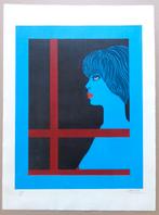 FELIX LABISSE / BLAUWE VROUW / KLEURLITHO / 76x56cm / SIG, Ophalen of Verzenden