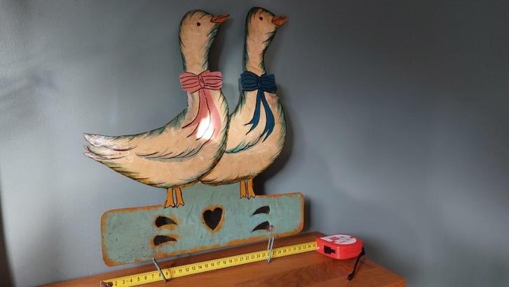 Handdoekhouder "ganzen" van geëmailleerd plaatstaal, Huis en Inrichting, Woonaccessoires | Overige, Gebruikt, Ophalen