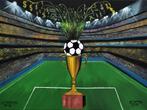 Painting world cup criticism football. Signed joky kamo, Enlèvement