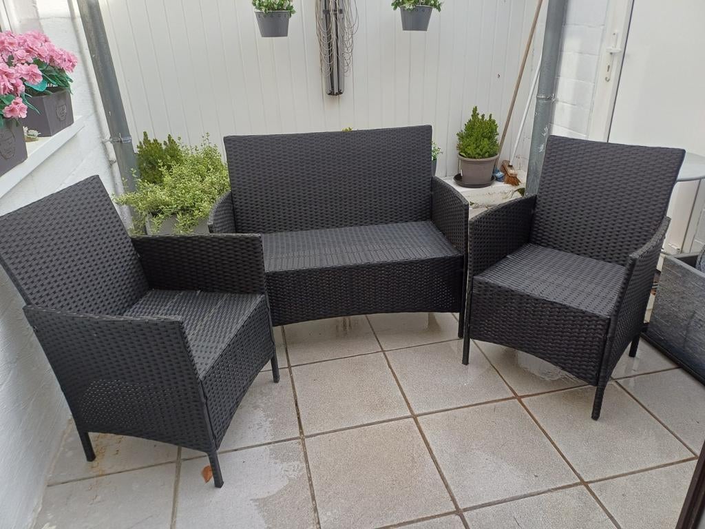 3 delige Tuinset te koop geen koeriersdiensten cash betalen, Ophalen, 4 zitplaatsen, Kunststof, Zo goed als nieuw