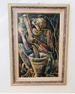 ELAMBO-1984’. Olieverf schilderij  ‘Seated Millet pounder’, Enlèvement