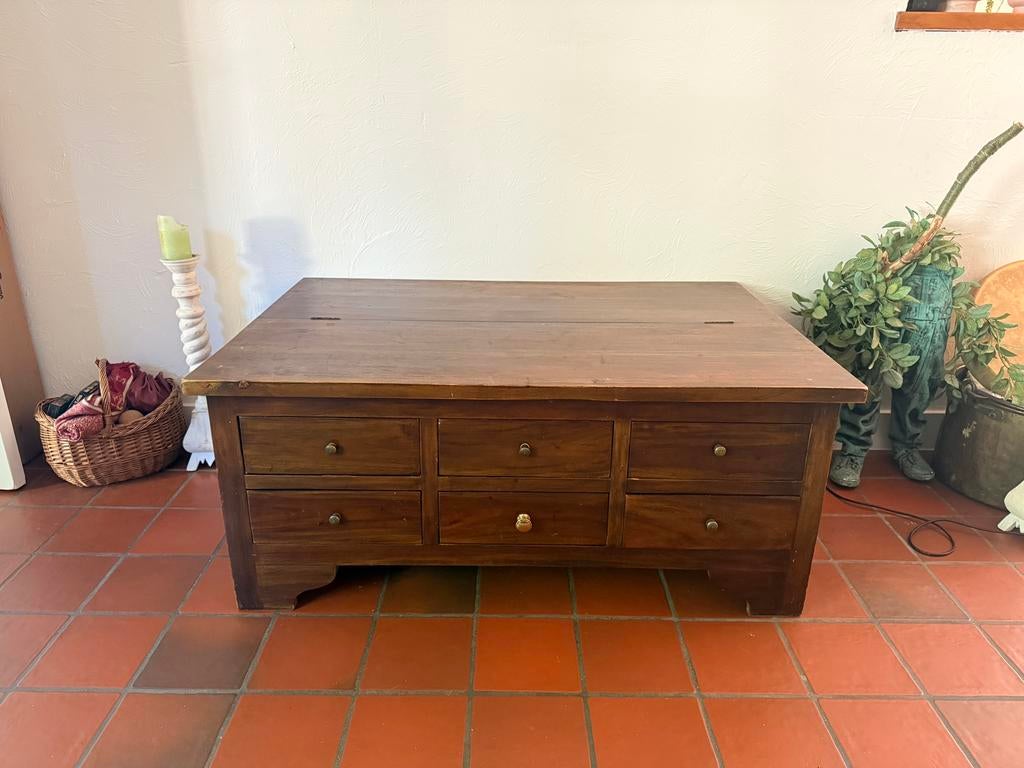 side table / salontafel / ladekast met klep, Huis en Inrichting, Tafels | Salontafels, Gebruikt, 50 tot 75 cm, 50 tot 100 cm, 100 tot 150 cm